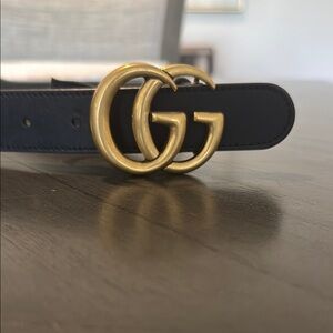 Gucci Black Belt with Gold GG Buckle
